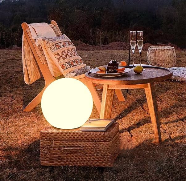 10 In LED Globe Light w/Remote, 16 RGB Colors 4 Modes & 8 Dimmable Brightness LED Ball Light Sphere Lamp, Rechargeable Orb Night Light Waterproof Outdoor Globe Lamp for Home/Yard/Lawn/Party/Pool Decor - Bloomnest