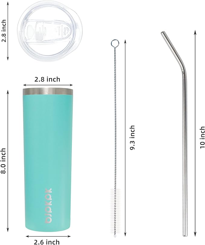 BJPKPK 20 oz Skinny Tumbler Stainless Steel Coffee Mug Slim Vacuum Insulated Travel Cup,Turquoise - Bloomnest