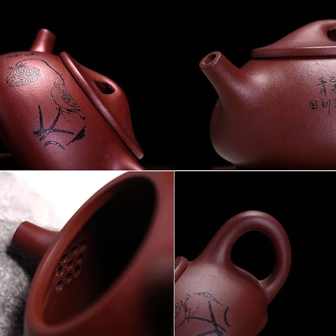 Yixing Clay Teapot 9oz Chinese Zisha Clay Shipiao Lotus Pot Purple Mud Kungfu Tea Set Kettle - Bloomnest