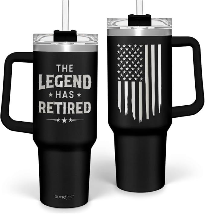 SANDJEST Retirement Gift for Men - 40oz Stainless Steel Insulated Coffee Tumbler with Lid & Straw, Gift Ideas for Boss Coworkers Fathers Husband, Christmas Birthday - Bloomnest