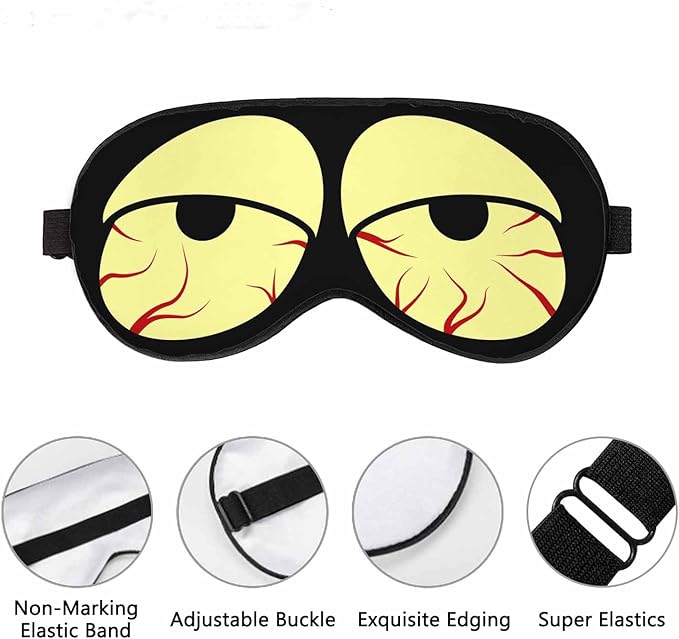 Tired Eye Sleep Eye Mask Funny Tipsy Cartoon Character Men Women Sleep Mask with Adjustable Strap Eye Cover Eye Shade for Travel, Nap,Meditation - Bloomnest