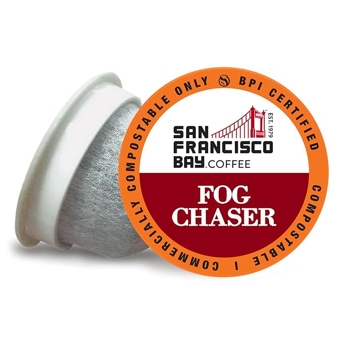 San Francisco Bay Coffee - Medium-Dark Roast - Fog Chaser (80 ct) - Single Serve Coffee Pods, Commercially Compostable, K Cup Compatible - Bloomnest