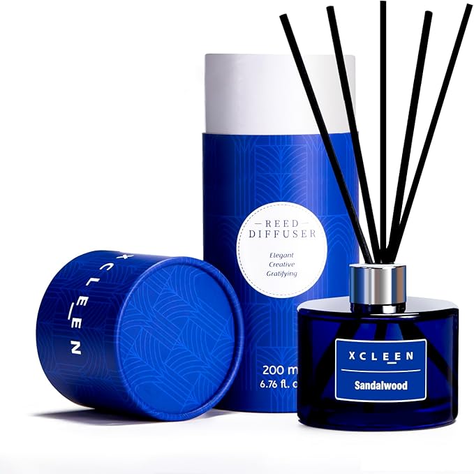 Reed Diffuser Set, 6.7 fl oz Sandalwood Scented Oil Diffuser with Sticks, Reed Diffusers for Home Bathroom Shelf Decor - Bloomnest