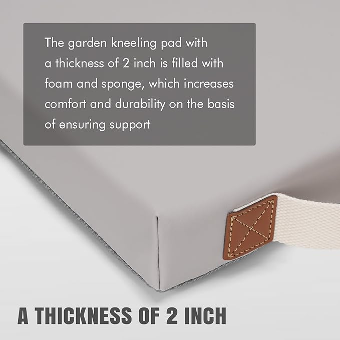 HappyPicnic Waterproof Garden Kneeling Pad - 2" Thick Soft Foam Kneeling Mat for Gardeners with Handle & Removable Cover, Knee Support for Bathing, Grey - Bloomnest