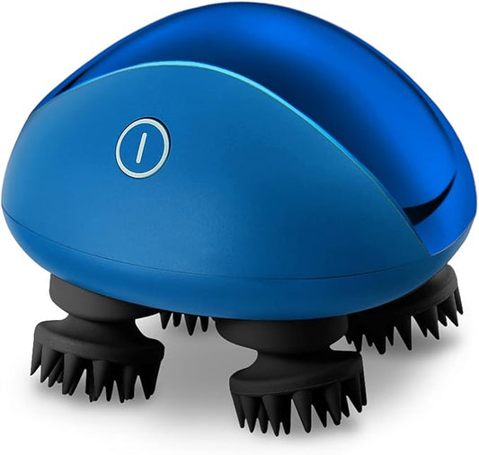Breo Portable Mini Scalp Massager, IPX7 Waterproof Wireless Massager Octopus Head, for Scalp Stress Relief (Blue - Magnetic) breo