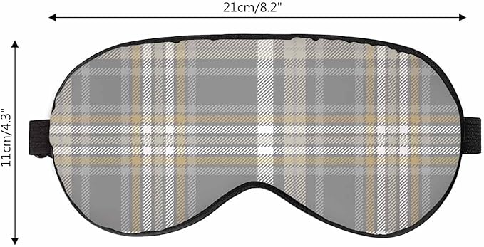 Chequer Sleep Eye Mask Gray Pale Khaki Brown White Plaid Men Women Sleep Mask with Adjustable Strap Eye Cover Eye Shade for Travel, Nap,Meditation - Bloomnest