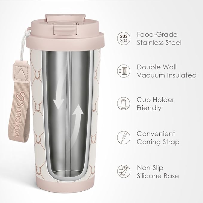 Horse Tumbler - Stainless Steel 2-in-1 Lid Coffee Tumbler 18 oz, Insulated Travel Mug Gift for Horse Lovers Women Girl, Birthday Christmas - Bloomnest