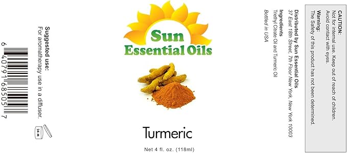 Sun Essential Oils Turmeric Essential Oil - Pure Aromatherapy Oil for Diffuser & Massage - 4 Fluid Ounces - Bloomnest