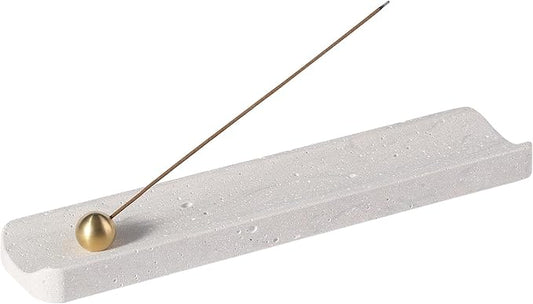 Koville Quarella Engineered Stone Incense Holder, Incense Holders for Sticks, Sturdy Incense Burner Ideal for Meditation and Relaxing, Easy to Clean(Cement Grey) - Bloomnest