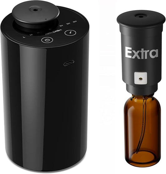 Waterless Diffuser for Essential Oil, Battery Operated Nebulizer, 0.7 Fl.Oz./ 20mL Capacity, Mini Scent Air Machine, 3 Countdown Timers & 3 Mist Levels for Home, Room, Car, Office, AN6 + Extra Nozzle - Bloomnest