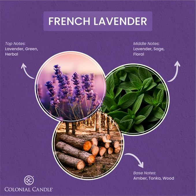 Colonial Candle French Lavender Scented Jar Candle, 2 Wick, 3.5 oz, Mottled Wax Candle - Bloomnest