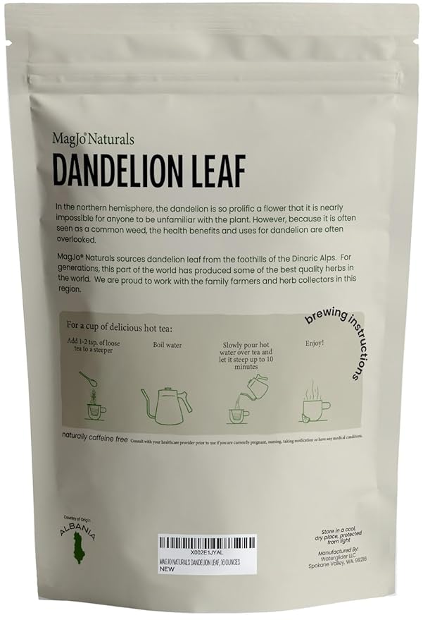 MagJo Naturals Wild-Harvest Dandelion Leaf (16 ounces) Cut & Sifted, Non-irradiated, Taraxacum officinale, Bulk 1 Pound, herbal infusion, te diente de leon organico - Bloomnest