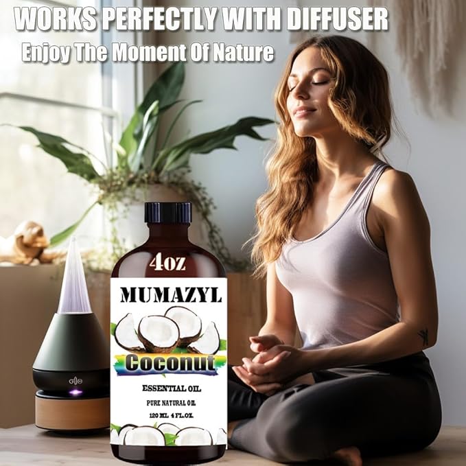 Coconut Essential Oil, Coconut Oil 4 Fl Oz 120ML for Diffuser Humidifier Yoga Cleaning DIY Candle Soap Making Essential Oils - Bloomnest