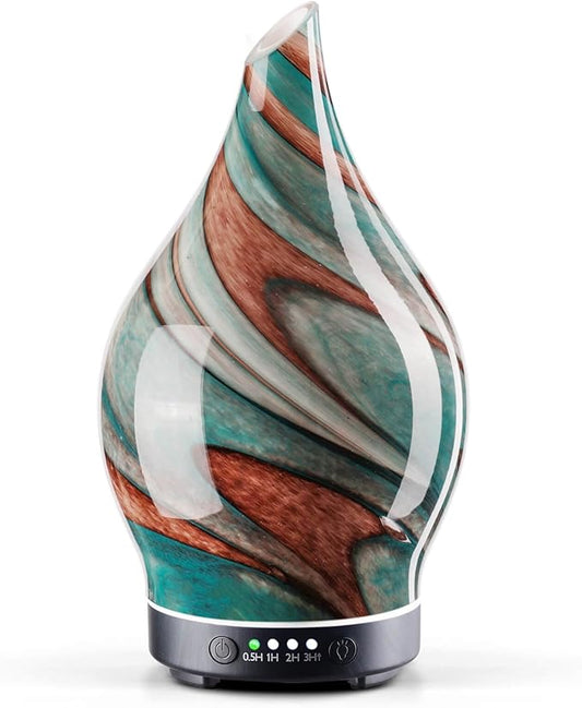 Porseme 150ml Essential Oil Diffuser Glass Color Changing Aroma Air Diffusers Aromatherapy Ultrasonic Cool Mist Humidifier 4 Running Hours Waterless Auto-Off for Sleeping Yoga Office Spa (Teal Green) - Bloomnest