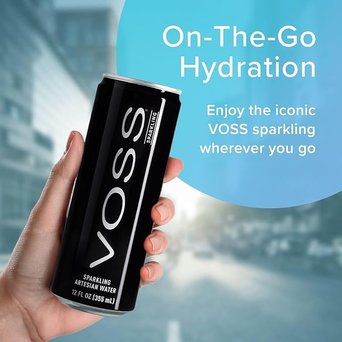 VOSS Artesian Sparkling Water Cans - 3 Pack of 8 – 24 Slim Cans - Pure Carbonated Water Refreshment - Perfect for Celebrations, Home, Office, On-the-Go Hydration - Bloomnest