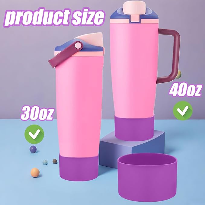 Mity rain 2PCS Protective Silicone Boots for Owala 30oz & 40oz FreeSip Sway Bottles & Tumblers - Accessories for owala, Enhances Stability & Prevents Scratches (Purple) Mityrain