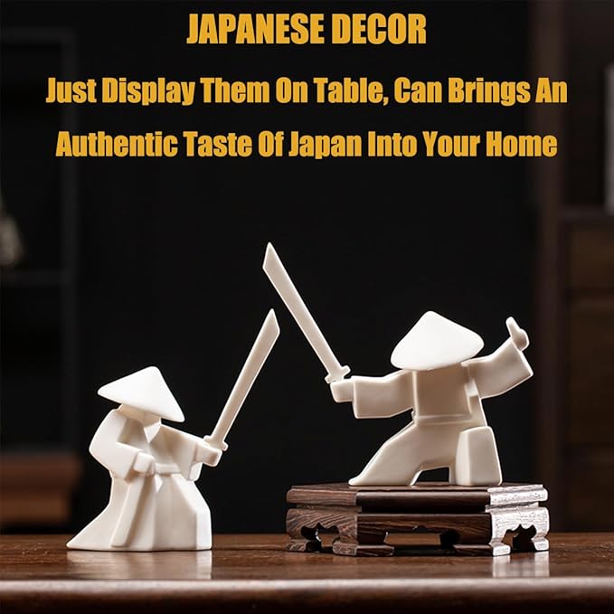EAEMDY Samurai Figure Figurine Japanese Warrior Statue Decor for Table Room, Incense Holder for Stick Burner Incense Stick Holder, Kongfu Tea Pet Decoration (2. White A+B) - Bloomnest