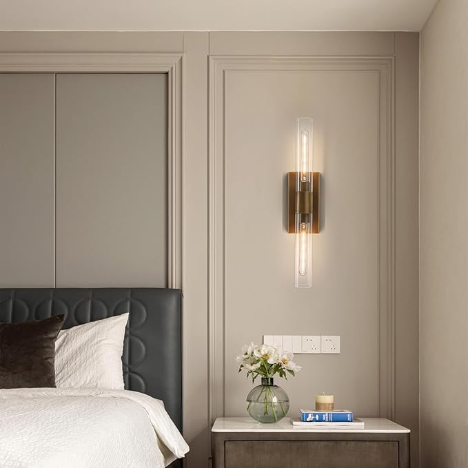 24.8" L Minimalist Style Wall Sconces 2-Lights Brass Wall Lights Fixtures Morden Cylinder Wall Light for Bathroom Vanity Light Indoor Wall Mounted Lamps for Living Room,Bedroom,Hallway - Bloomnest