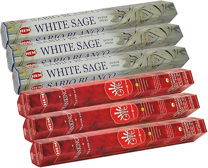 White Sage & Frankincense Incense Sticks & Holder Bundle Variety Pack from Hem Trumiri Insense Insence