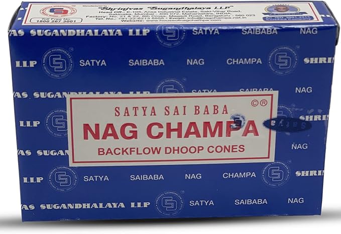 Nag Champa Backflow Incense Cones for Waterfall Aromatic Smoke Fountain Haze Falls and Mat Bundle - Pack of 6 TRUMIRI