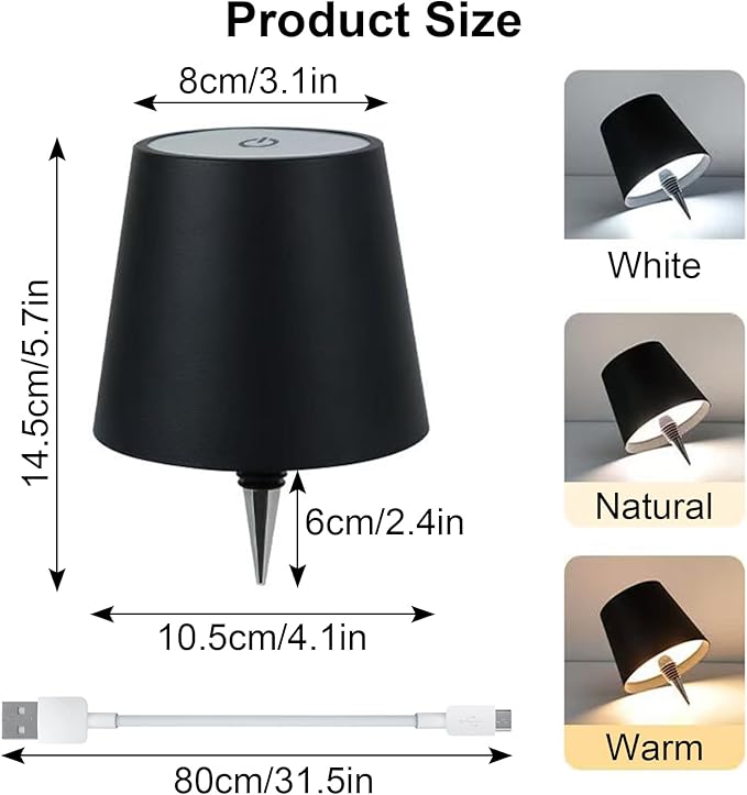 Wireless Bottle Lamp-Christmas Wine Bottle Lights with Touch Dimming,3 Color Temperatures Table Lamps, Rechargeable LED Lamp Shade for Home, Bar, Restaurants and Outdoor Use - Bloomnest