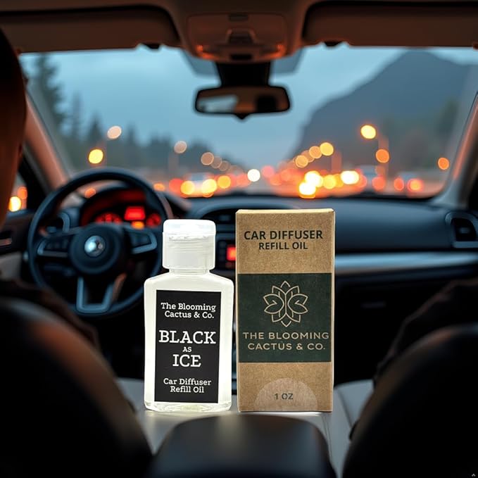 Car Air Freshener Hanging, Essential Oil Diffuser for Cars 1 OZ, Cute Car Accessories, C ar Air Freshener Refill, Long-Lasting Fragrance Refill, Car Diffuser Refill Made in USA | Black Ice (Type) - Bloomnest