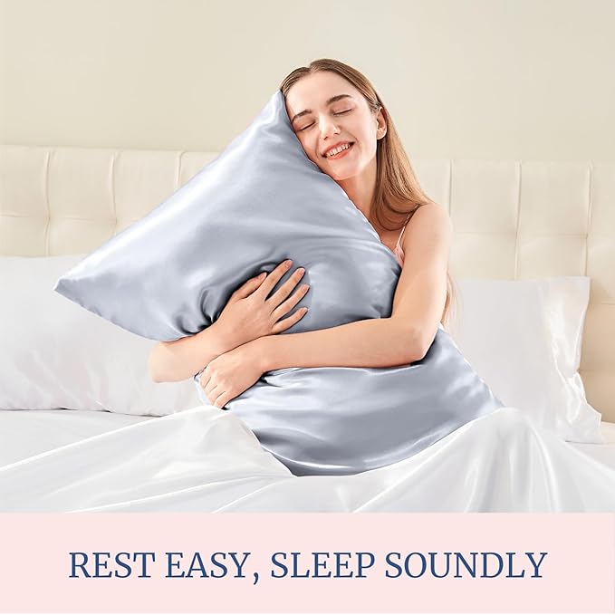 BEDELITE Satin Pillowcase for Hair and Skin, Super Soft and Cooling Similar to Silk Pillow Cases 2 Pack with Envelope Closure, Gift for Women Men(20"x30" Queen Size, Evening Haze) - Bloomnest