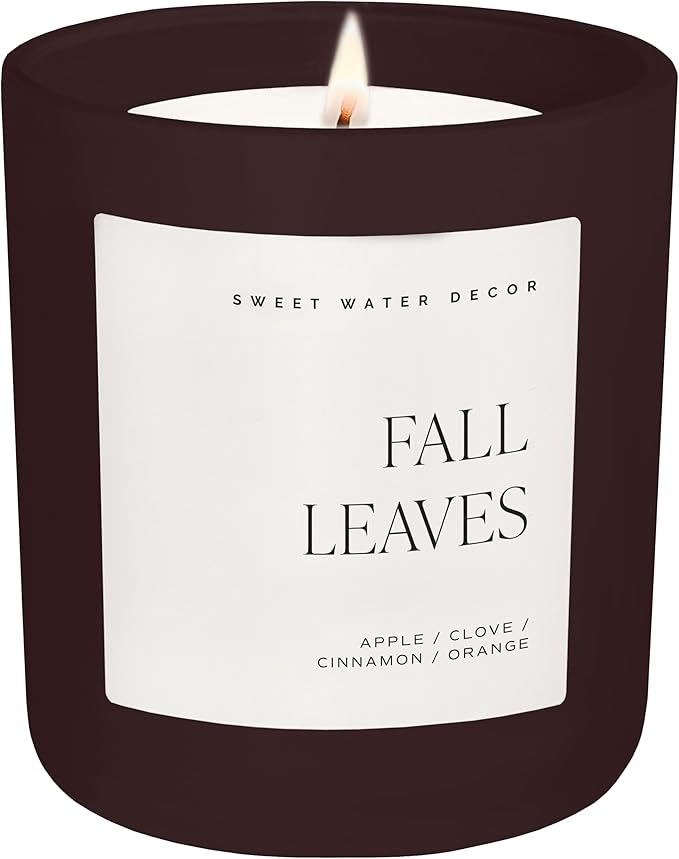 Sweet Water Decor Fall Leaves Candle, Large 15oz Jar, Soy Blend Wax Scented with Apple, Berry & Cinnamon, Cozy Autumn Home Candle, Non-Toxic & Long-Lasting, Thanksgiving Gift for Women, 70+ Hour Burn - Bloomnest