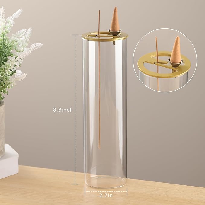 Ceremony Incense Holder, 2 in 1 Incense Burner for Sticks, Ash-Proof Glass Incense Burner for Meditation Yoga Spa Room Decor - Bloomnest