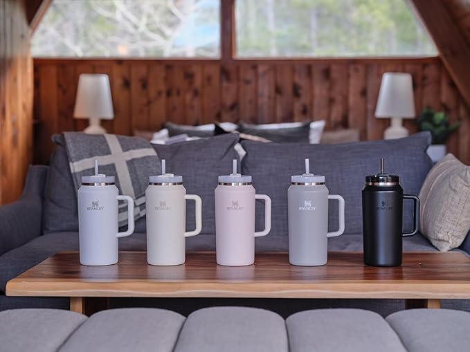 STANLEY Quencher H2.0 Tumbler with Handle & Straw 64 oz | Flowstate 3-Position Lid | Large Capacity for Travel & Sports | Insulated Stainless Steel Cup | BPA-Free | Frost