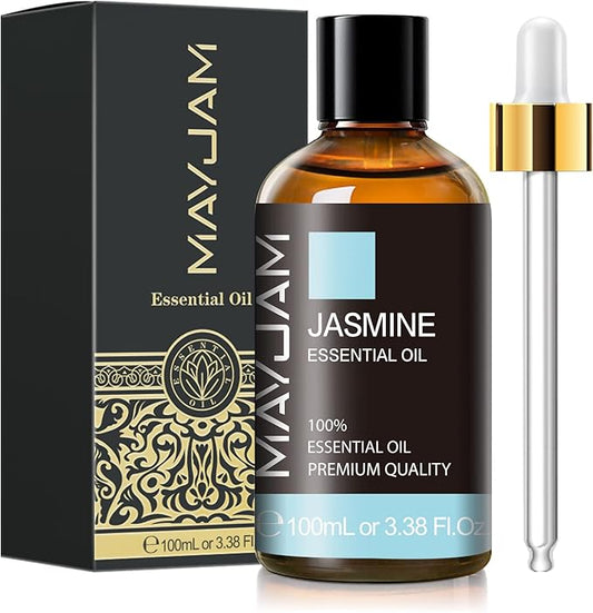 Jasmine Essential Oil with Glass Dropper, MAYJAM Pure Essential Oils for Diffusers for Home, Jasmine Oil for Soap Making, Candle Making, 3.38FL.OZ - Bloomnest