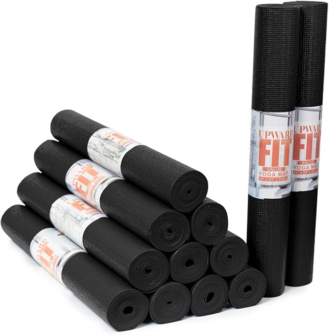 12-Pack Value Yoga Mat, 68" x 24" Non Slip Exercise Mat, 3mm Thick Gym Mat, Bulk Non Toxic Yoga Mats for Home Workout and Studios - Bloomnest