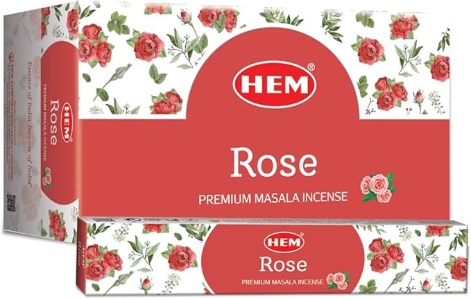 Hem Rose Masala Incense Sticks | Natural Fragrance of Sandalwood for Positivity | Smudge Healing Incense for Stress Relief & Cleansing | Gift Set - Pack of 12 (15 GMS Each)