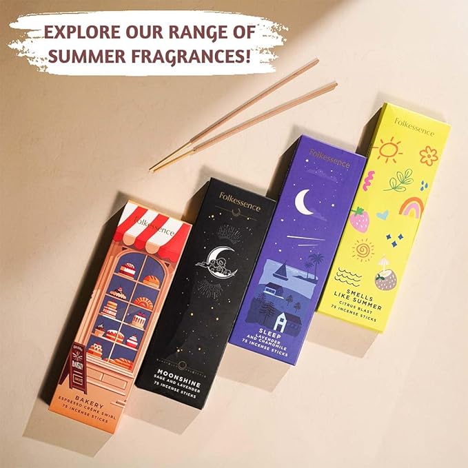 Folkulture Incense Sticks (75 Sticks) |8" Premium Coffee Incense Sticks for Aromatherapy, Focus, Energy, Gifts for Women | No Charcoal,Organic, Non Toxic, 45 Mins, Long Burning Insence-Sticks FOLKULTURE