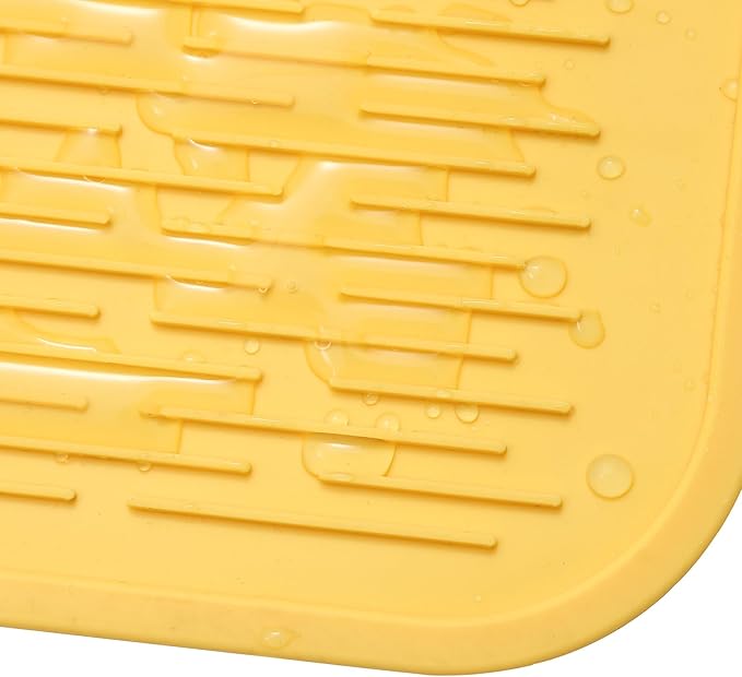 Silicone Dish Drying Mat for Multiple Usage,Easy clean,Eco-friendly,Heat-resistant Silicone Mat for Kitchen Counter or Sink,Refrigerator or Drawer Liner Yellow 5XL 36inches x 18inches - Bloomnest