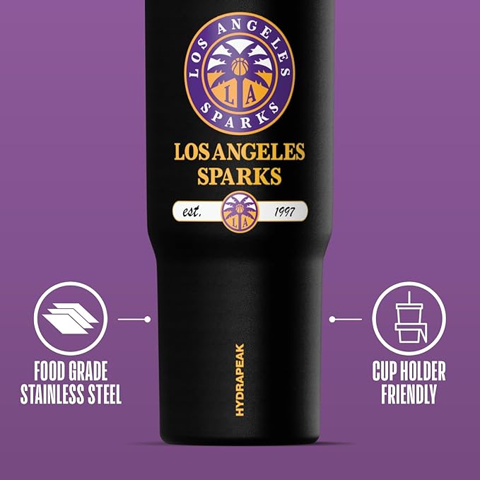 Hydrapeak x WNBA Officially Licensed Los Angeles Sparks 32 oz Nomad Tumbler with Handle and Straw Lid, Leakproof Stainless Steel Water Bottle - Bloomnest