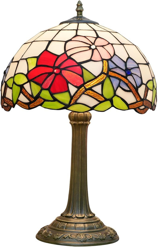 Tiffany Lamp Stained Glass lamp Bedside Table Lamps for Living Room Bedroom Dorm Kitchen Home Decor Festival Birthday Gift,12 inches Morning Glory - Bloomnest