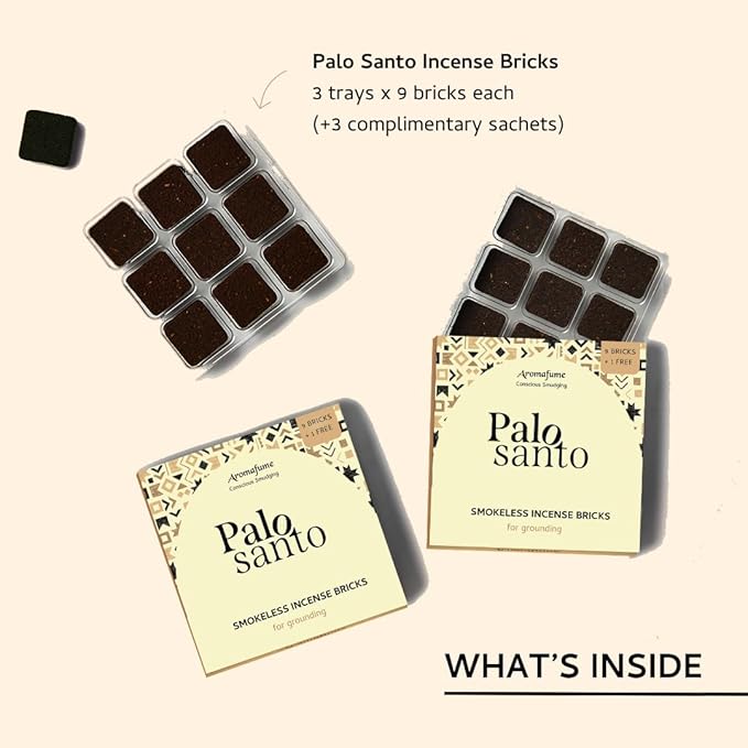 Aromafume Palo Santo Incense Bricks (3 Trays x 9 Pieces Each) | Ideal for deepened Spirituality, Meditation & Rituals | Made Using Pure Peruvian Palo Santo | Refill Pack Aromafume