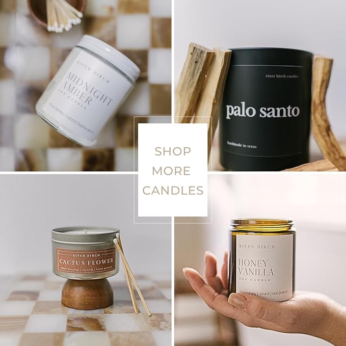 River Birch Candles Oakmoss + Amber Scented Candle | Premium, All-Natural, Non-Toxic, Soy Wax, Amber Jar | 8.5oz 40 Hr Burn Time | Cozy Relaxing Gifts for Home - Bloomnest
