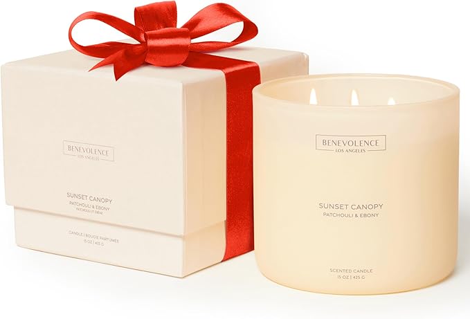 Patchouli & Ebony – Benevolence LA 3-Wick Fall Scented Candle for Home | 15oz, 50-Hour Burn | Natural Soy Wax | Warm & Grounding Autumn Home Fragrance | Malibu Sands Collection – Gift for Women & Men - Bloomnest