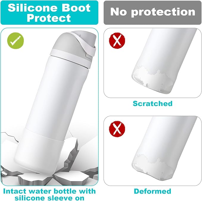 2PCS Silicone Water Bottle Boot for Owala 24oz 32oz 40oz, Anti-Slip Protective Sleeve Bottom Bumper Protector for FreeSip, Twist, and Flip Stainless Steel Water Bottles Alwenid