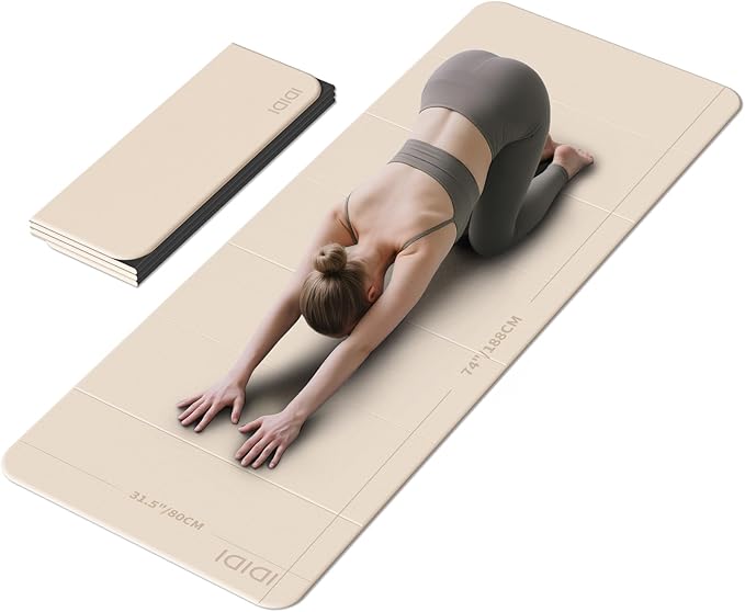 8mm Extra Thick & Large Foldable Yoga & Fitness Mat(74" x 31.5" x 0.32"), Double-Sided Non Slip & Lightweight Pilates Mat, Thick Wide Exercise Mats for Woman Man Kids, Portable Workout Mats for Travel, Studio or Home Use - Bloomnest