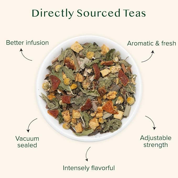 VAHDAM, Chamomile Mint Citrus Green Tea Leaves (50+ Cups, 3.5 oz) Essential Herbs | Green Tea Leaves, Chamomile, Peppermint, Spearmint, Orange Peels, Lemongrass | High Elevation Grown | Vacuum Sealed - Bloomnest