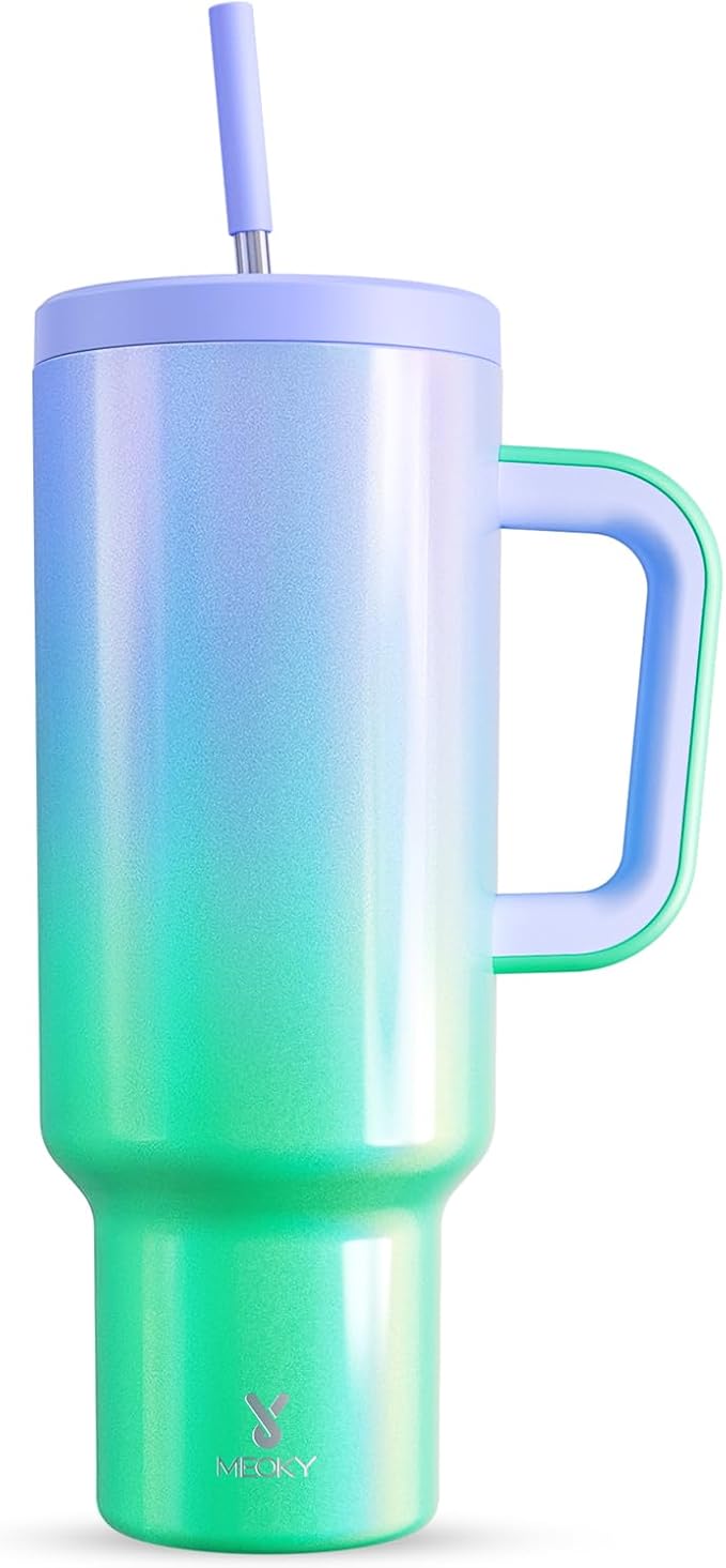 Meoky 50 oz Tumbler with Handle, Tumbler with Lid and Straw, Insulated Stainless Steel Travel Mug, 100% Leak-proof, Keeps Cold for 36 Hours or Hot for 12 Hours (Fairyland) - Bloomnest