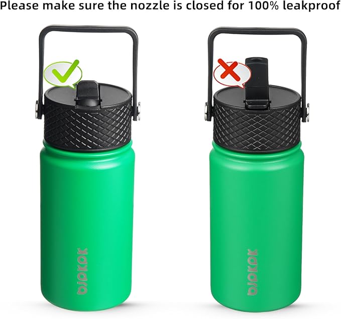 BJPKPK Water Bottle with Straw Lid, 15 oz Insulated Water Bottle, Stainless Steel Metal Water Bottles, Reusable Leak Proof BPA Free Thermo, Flask, Cups, Macaron-Matcha - Bloomnest