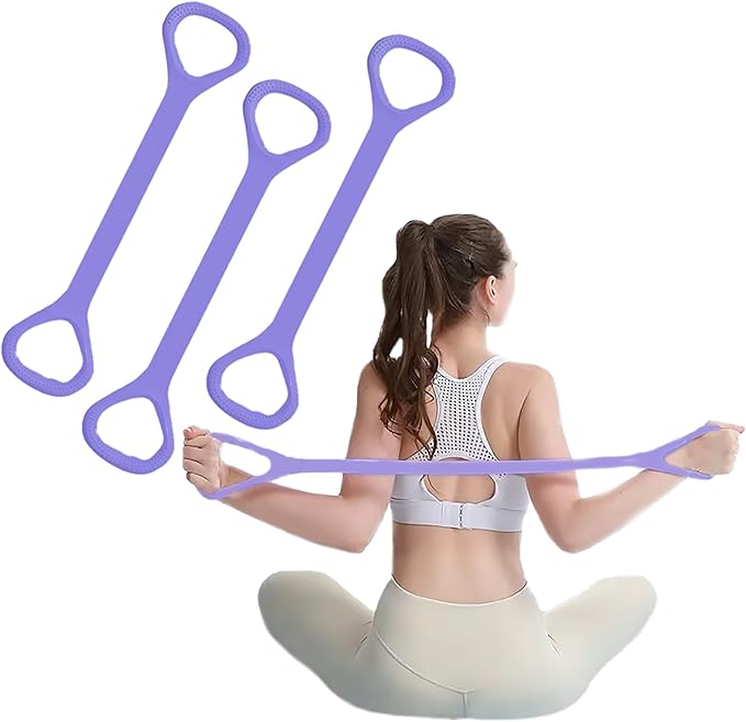 Figure 8 Resistance Band With Handles, Elastic Bands for Working Out,Arm,Back,Shoulder Training Elastic Ropes,Exercise Equipment for Yoga, Pilates,Physical Therapy Stretching（3 Pack） (Purple) - Bloomnest