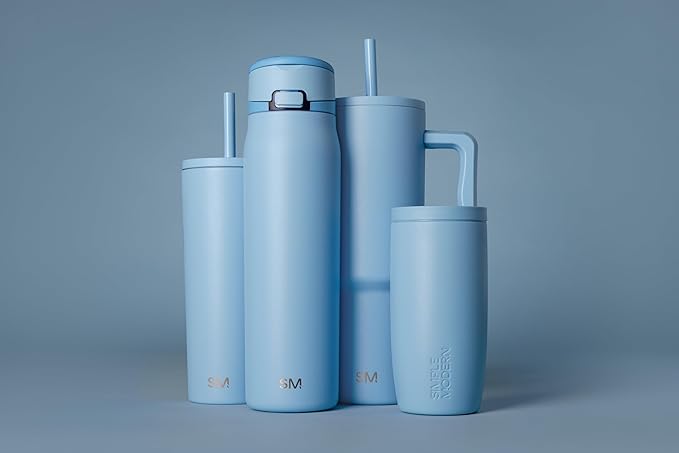 Simple Modern 40 oz Trek Tumbler with Handle and Straw Lid | Cup Holder Friendly Insulated Stainless Steel Travel Mug | Snow Day SimpleModern