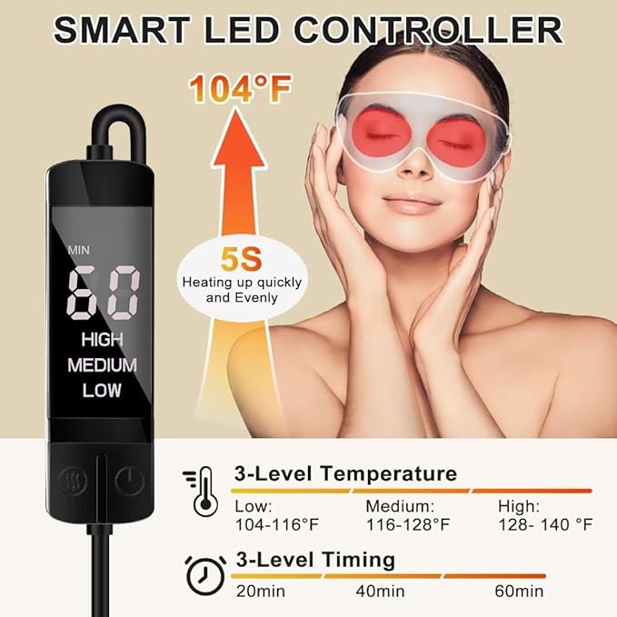 Kovnlo Heated Eye Mask, Washable USB Electric Warm Compress Eye Heating Pad for Dry Eyes, Blepharitis, Syndrome, Chalazion, Stye, MGD and Steam Moist to Unclog Glands - Bloomnest