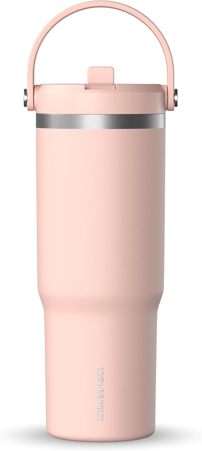 Hydrapeak Nomad 32 oz Tumbler with Handle and Straw Lid, Leakproof, Double Insulated, 32oz Cup Stainless Steel (Peony) - Bloomnest