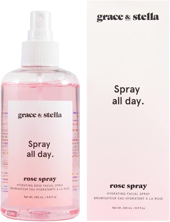 grace & stella Award Winning Rose Water Facial Spray (240ml) - Vegan - Rose Water Spray for Face - Rosewater Spray Toner Rose Hydrosol - Rose Spray Facial Mist - Rosewater Spray Toner Rose Hydrosol - Bloomnest